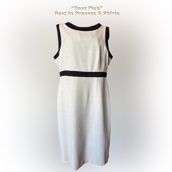 Evan Picone Dresses & Skirts - Evan-Picone Black Label Cream Beige Black Trim Sleeveless Sheath Dress Size 14